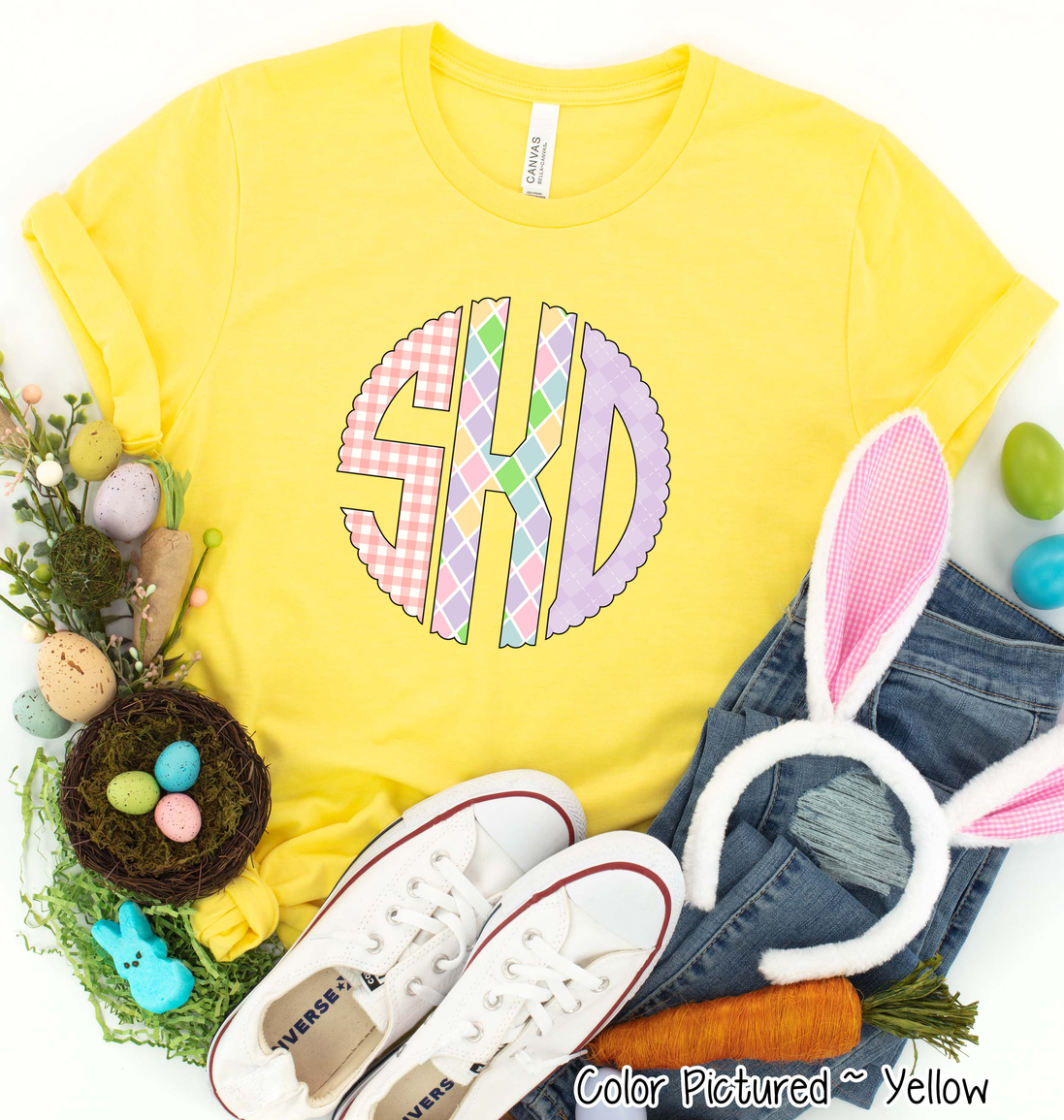 Easter Print Big Monogram Tee