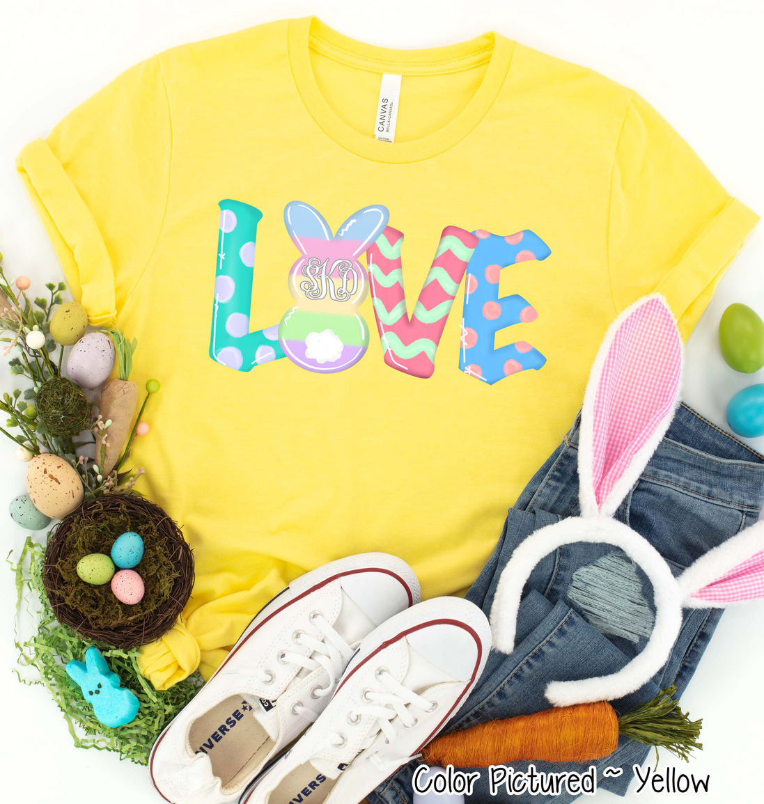 Monogram Bunny LOVE Easter Tee