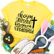 Chosen, Blessed, Forgiven, Redeemed Cross Tee