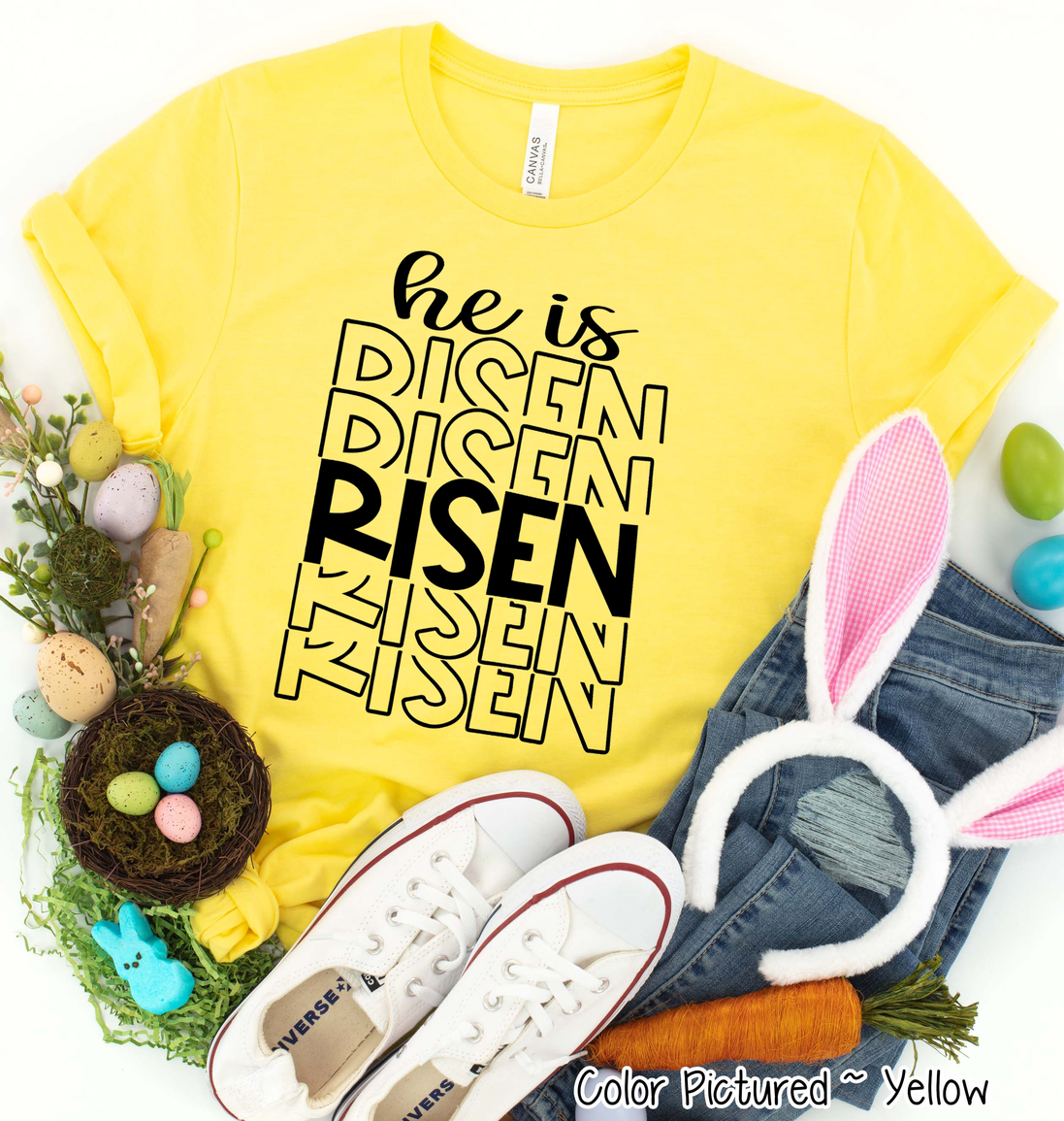 He Is Risen Mirror Print Christian Easter Tee