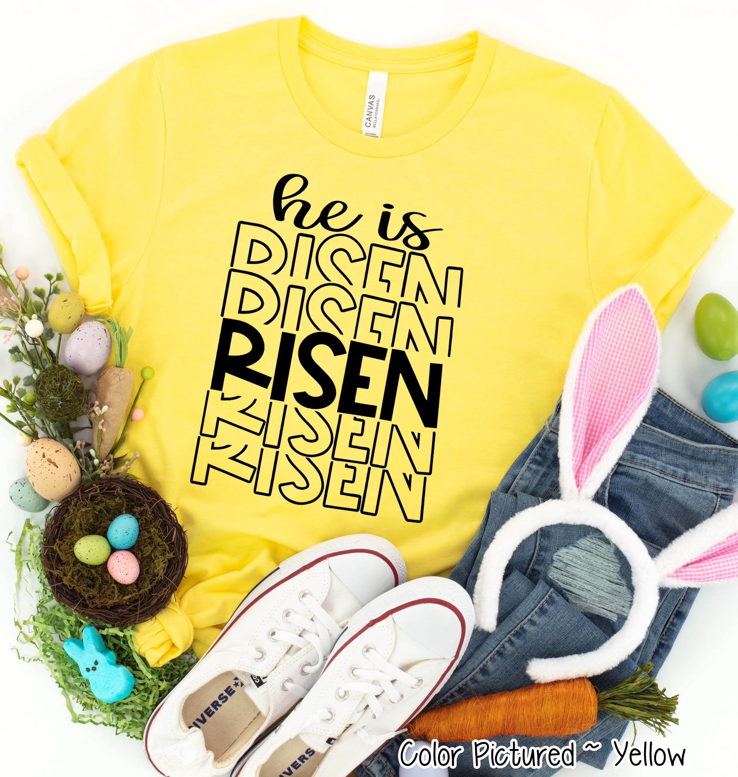 He Is Risen Mirror Print Christian Easter Tee