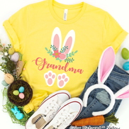 Floral Bunny Ears & Feet with Grandma Easter Tee
