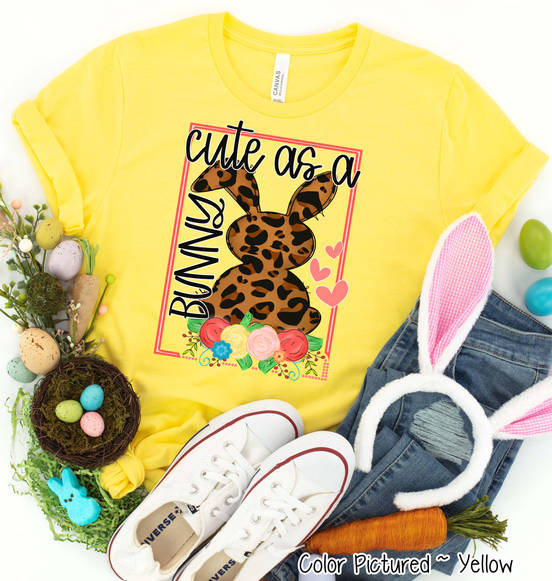 Leopard Print Cute as a Bunny Easter Tee