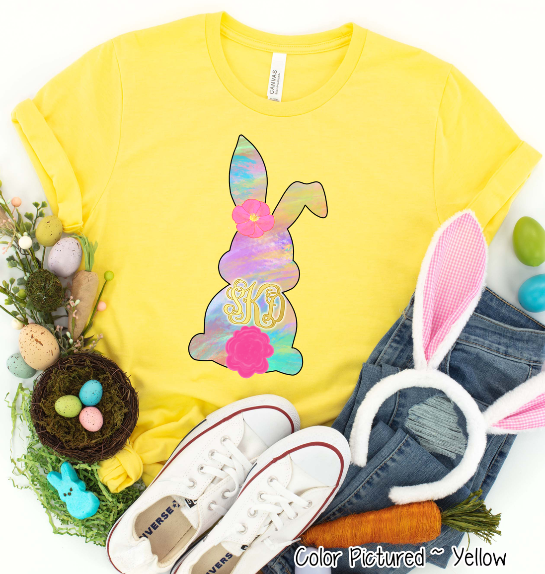 Monogram Pastel Easter Bunny Tee