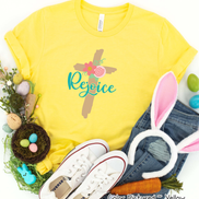 Rejoice Floral Cross Easter Tee
