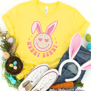 Hunny Bunny Retro Leopard Smiley Face Bunny Tee
