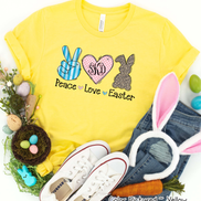 Monogram Peace, Love, Easter Bunny Tee