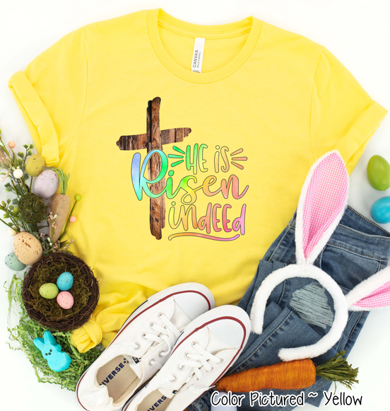 He Is Risen Cross Easter Tee