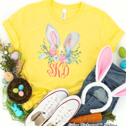 Monogram Bunny Ears with Eggs Tee