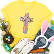 Monogram Floral Cross Tee