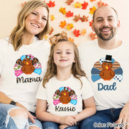 Personalized Pattern Thanksgiving Turkey Family Matching Tee