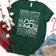 Christmas Typography Word Art Tee