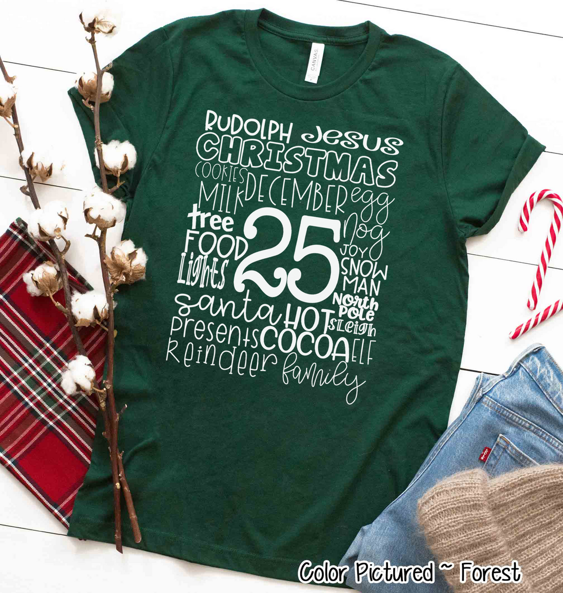 Christmas Typography Word Art Tee