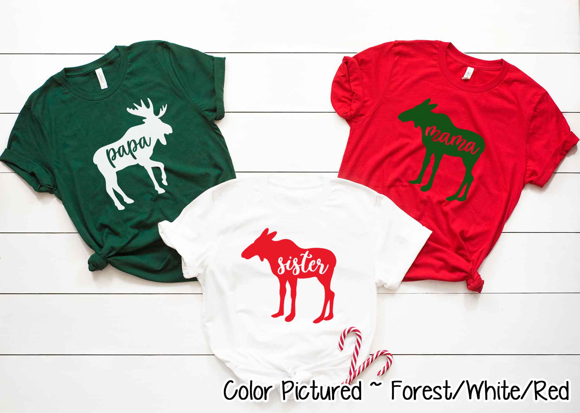 Personalized Family Matching Group Moose Christmas Tee