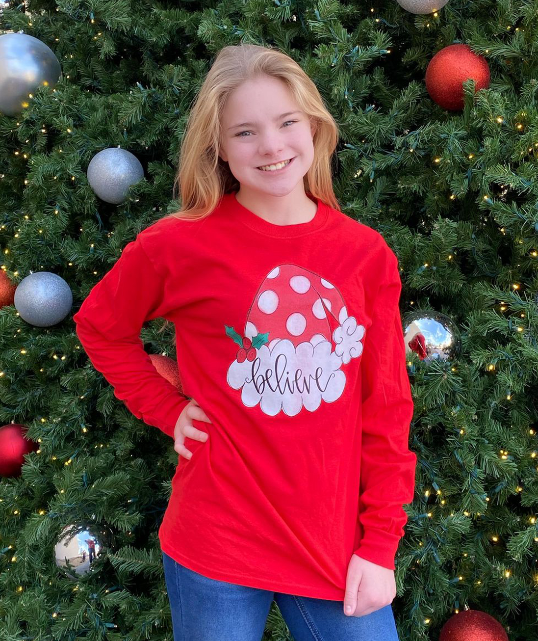 Believe Santa Hat Christmas Tee