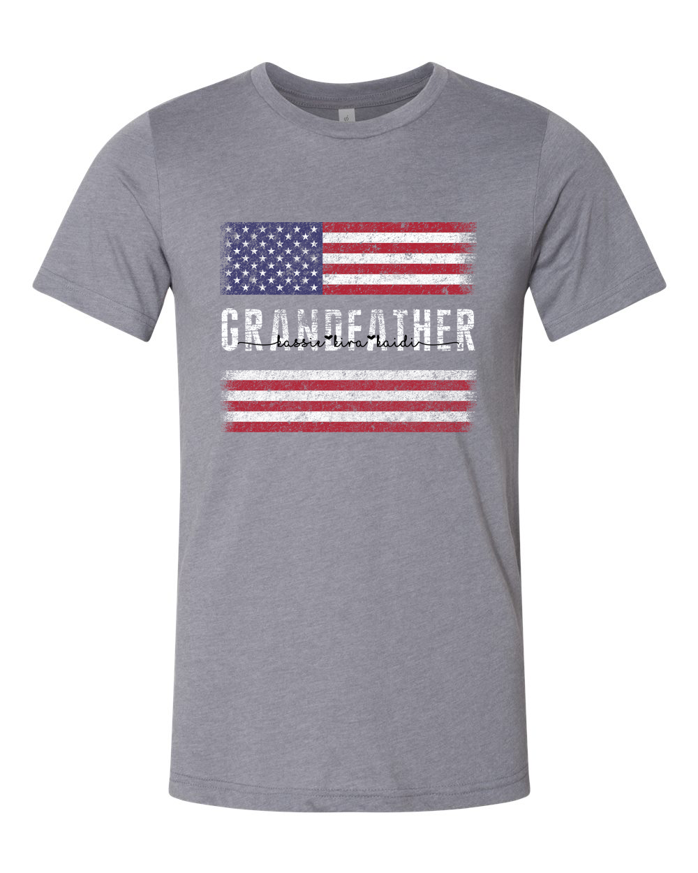 Patriotic Custom Dad-Mom-Grandpa-Grandma-Brother-Etc. Distressed Red White Blue Flag Tee