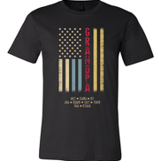 Custom Faded Patriotic Flag ~ Dad-Grandpa-Brother-Etc. Distressed Cream, Blue, Khaki Flag Tee