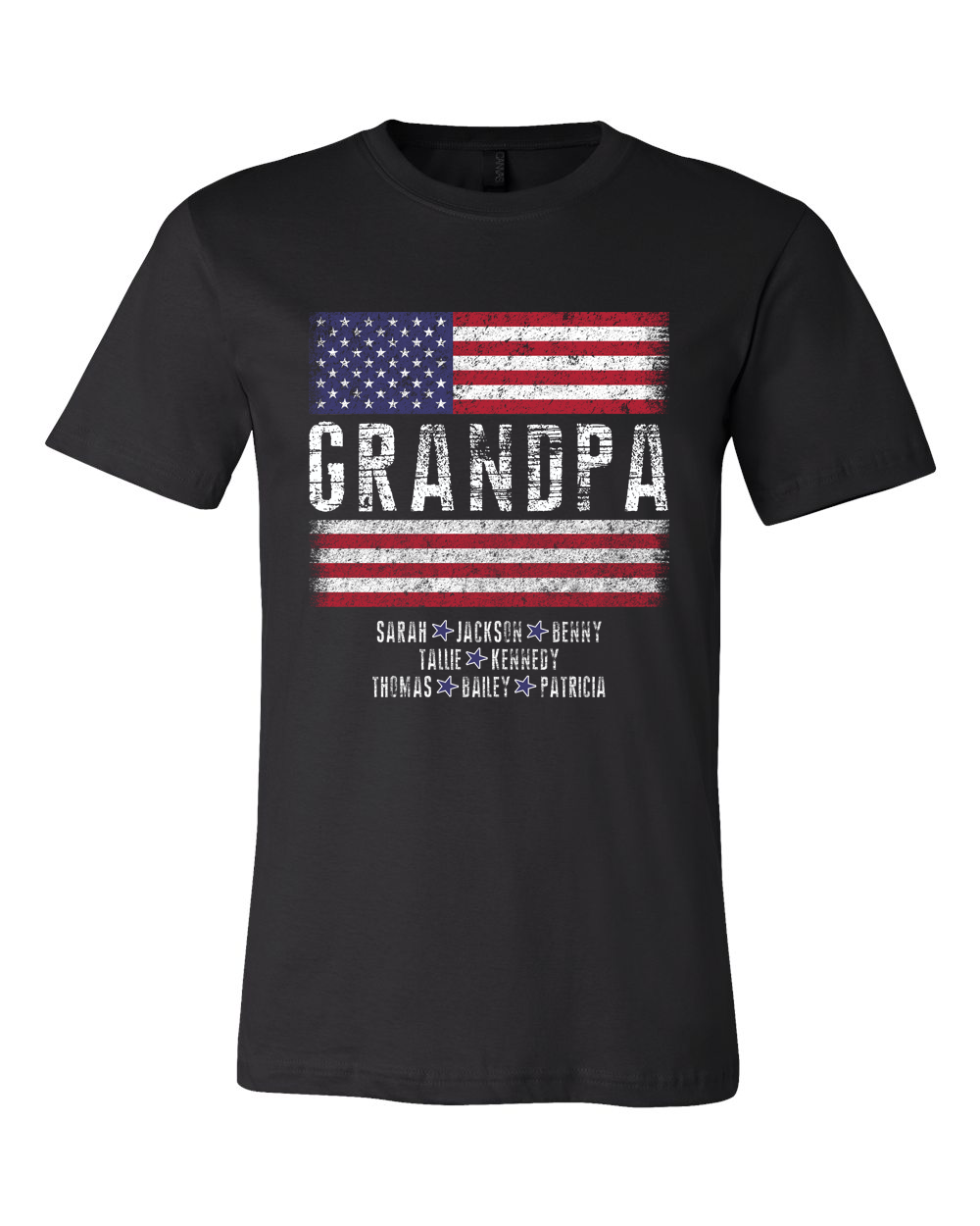 Patriotic Custom Dad-Mom-Grandpa-Grandma-Brother-Etc. Distressed Red White Blue Flag Tee