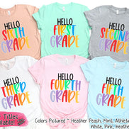 Rainbow Hello School Grade Student and Teacher Tee