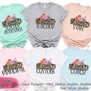 Monogram Blessed Leopard School Staff Tee