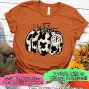 Monogram Cow Hide Pumpkin Fall Tee
