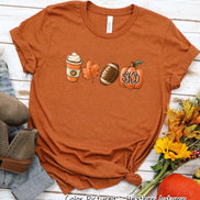 Monogram Latte Football Pumpkin Fall Tee