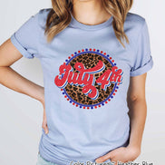 July 4th on Leopard Background Tee
