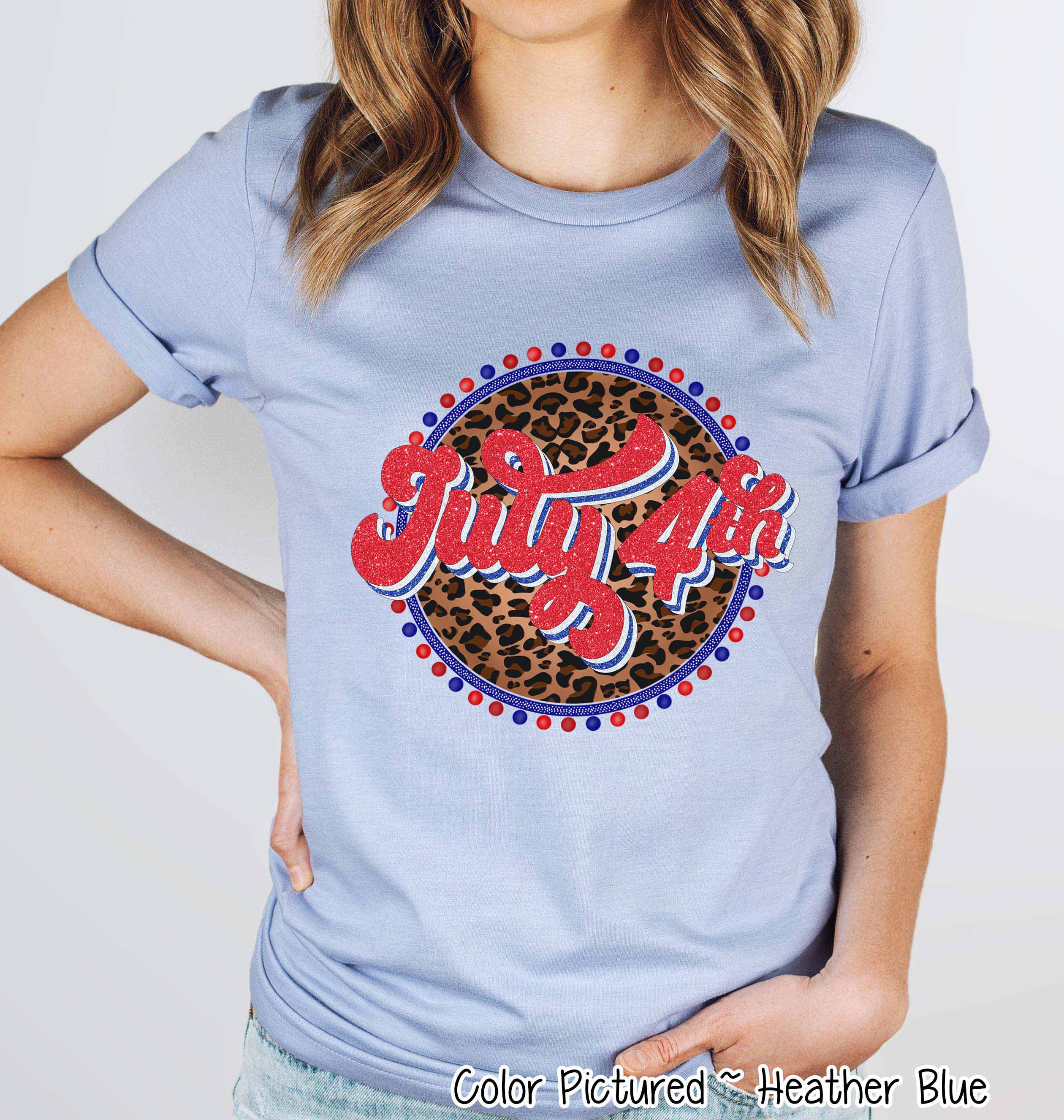 July 4th on Leopard Background Tee