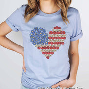Floral Heart Flag Patriotic Tee