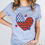 Flag Heart Leopard Patriotic Tee