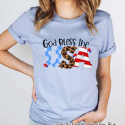 God Bless the USA Leopard Accent Tee