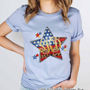 Patriotic Flag Star with Leopard Accents and Monogram Tee