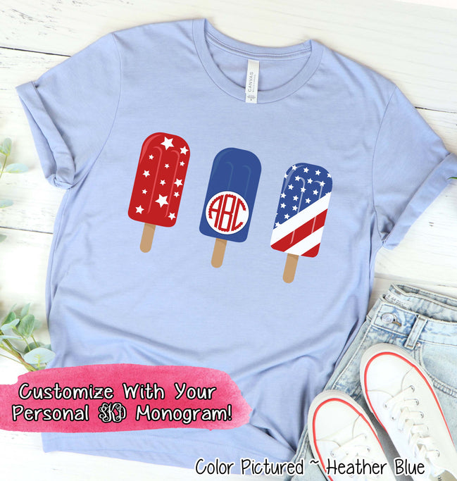 Patriotic Popcicles Monogram Tee