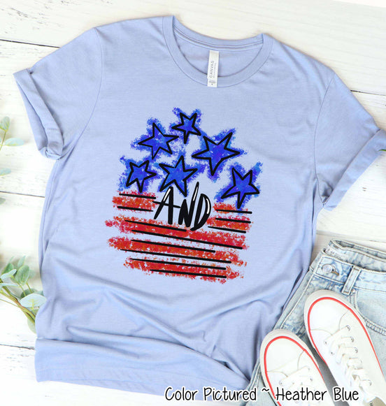 Stars & Stripes Watercolor Patriotic Tee