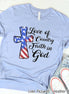 Love of Country Faith In God Patriotic Cross Tee