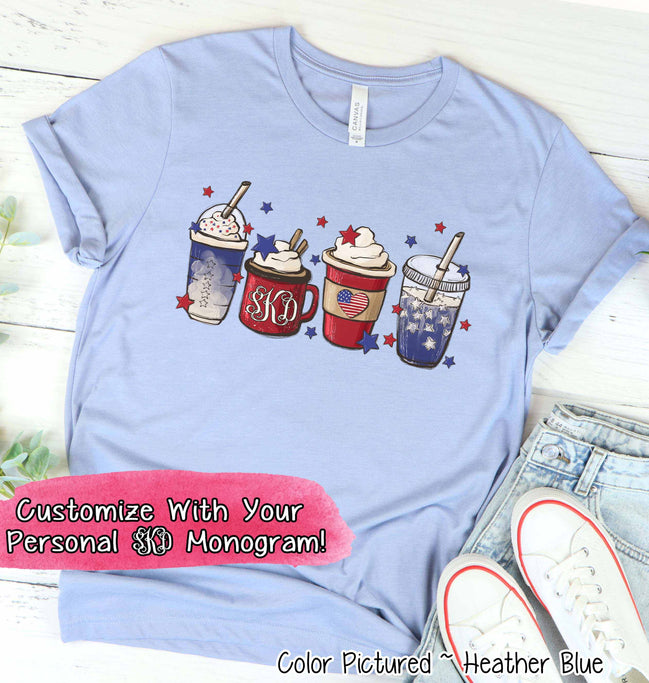 Patriotic Coffee Lovers Latte Monogram Tee