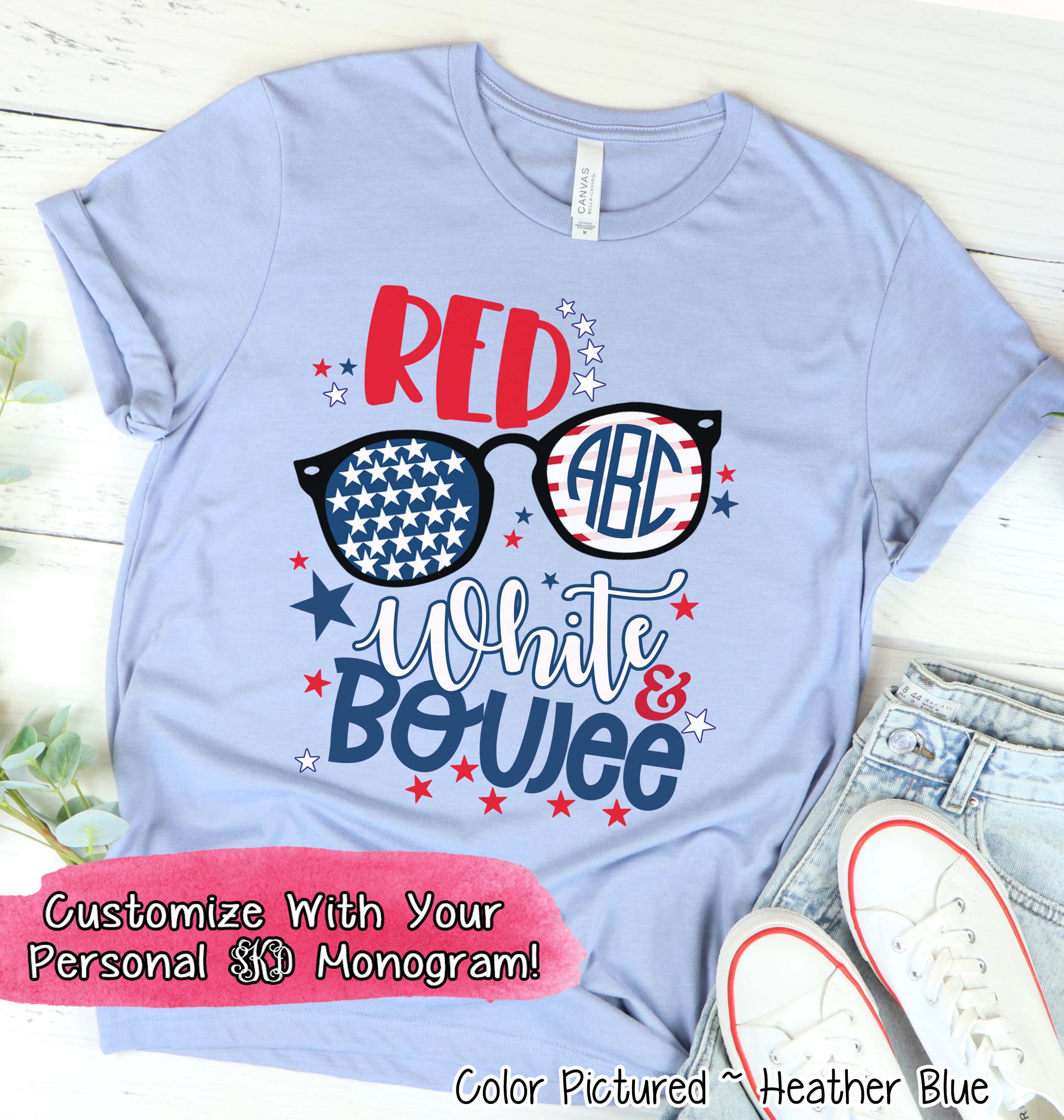 Red White & Boujee Cute Monogram Tee