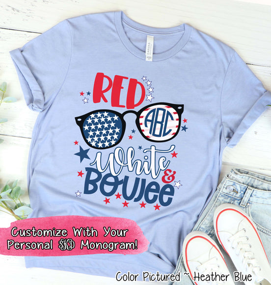 Red White & Boujee Cute Monogram Tee