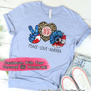 Peace Love American Sunflower Monogram Tee