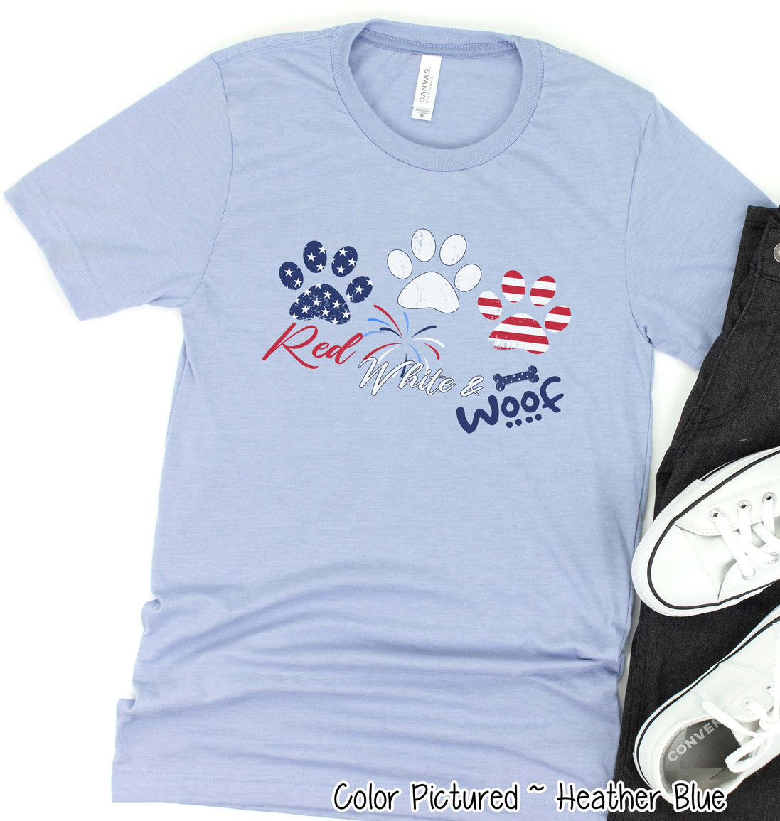 Red White and Woof Dog Lovers Patriotic Tee