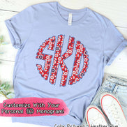 Big Monogram Patriotic Scallop Floral Tee