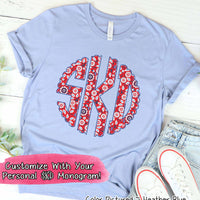 Big Monogram Patriotic Scallop Floral Tee