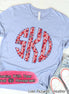 Big Monogram Patriotic Scallop Floral Tee