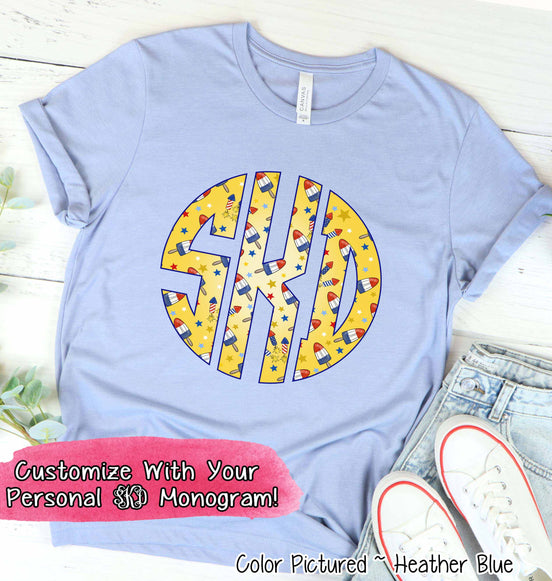 Big Monogram Bomb Pop Patrotic Tee