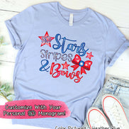 Patriotic Stars Stripes & Bows Monogram Tee