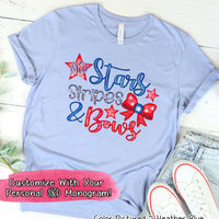 Patriotic Stars Stripes & Bows Monogram Tee