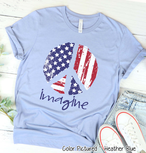 Imagine Peace Patriotic Distressed Tee