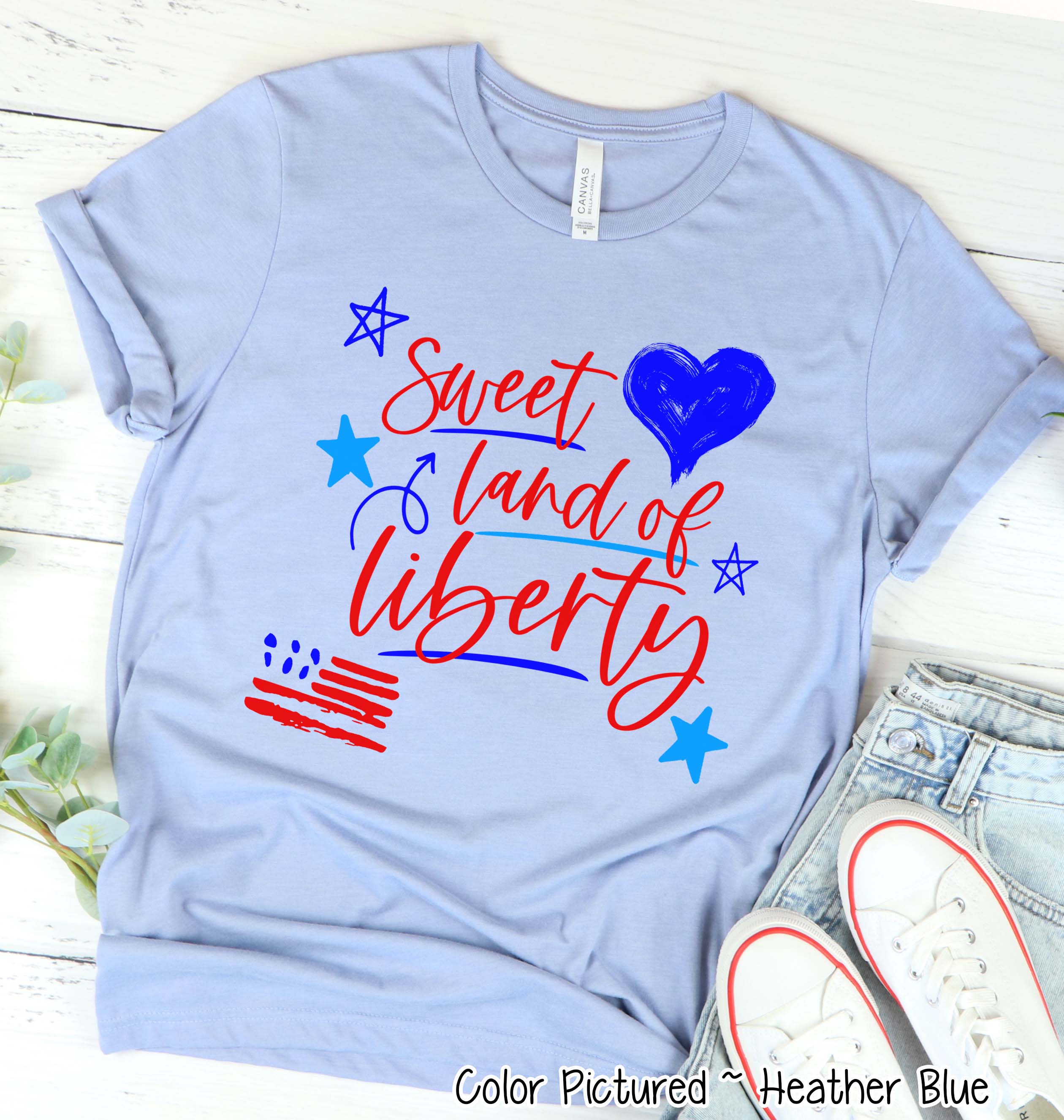 Sweet Land of Liberty Doodle Patriotic Tee