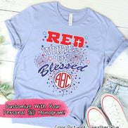 Red White and Blessed Monogram Tee