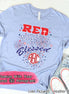 Red White and Blessed Monogram Tee